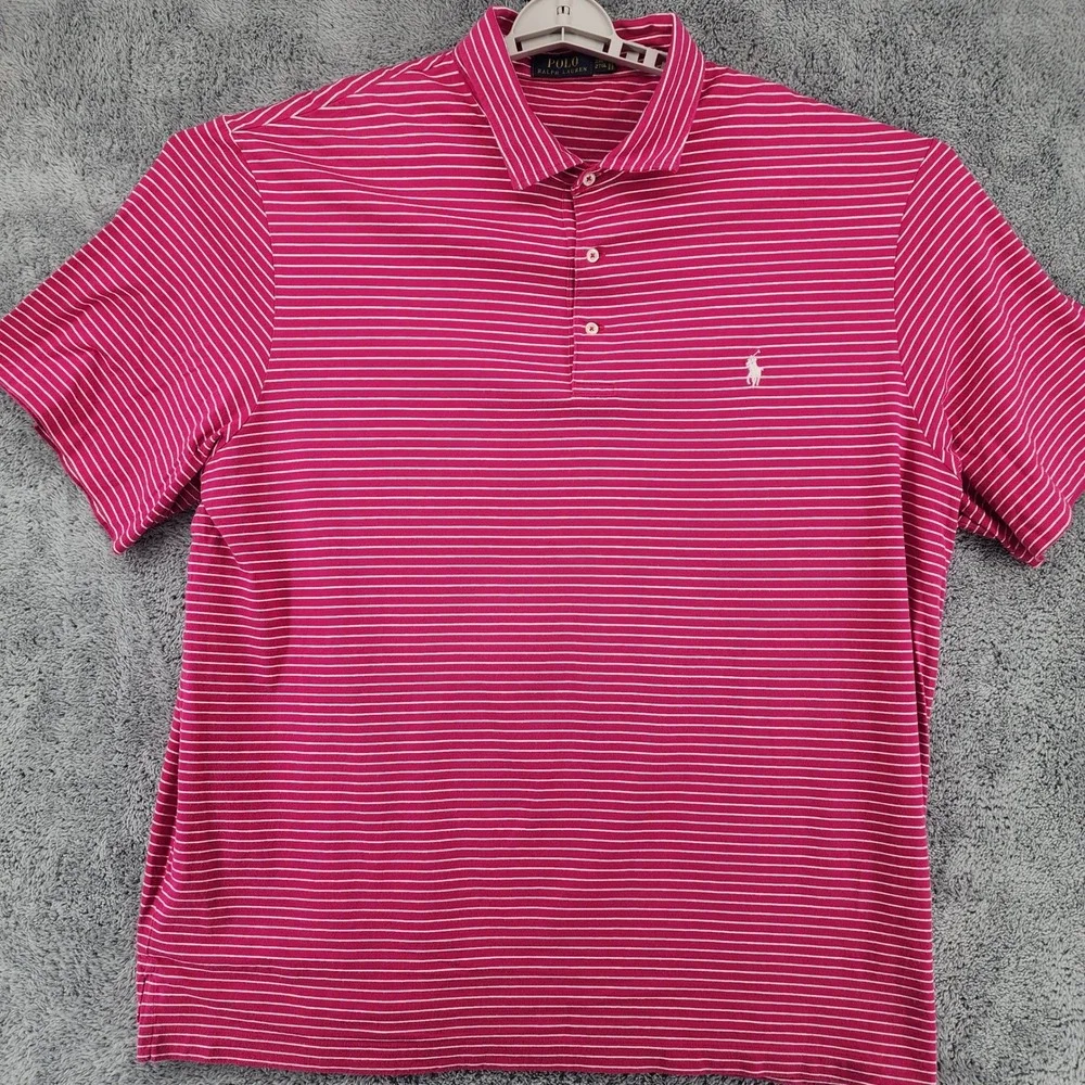 Polo Ralph Lauren Shirt Mens 2XLT Pink Striped Pima Cotton Pony Logo Big & Tall